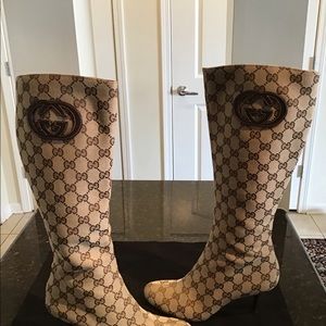 Gucci Tall Canvas Boots Size 7